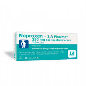Produktbild von NAPROXEN-1A Pharma 250 mg b.Regelschmerzen Tabl.